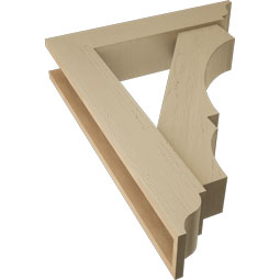 Ekena Millwork - BKTUR0554X26X34BOA01RCPR - Timberthane Faux Wood Balboa Style Bracket w/ Offset Brace, Traditional Ends, 5 1/2"W x 26"D x 34"H, Primed Tan