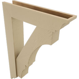 Ekena Millwork - BKTUR0554X26X38BOA01RCPR - Timberthane Faux Wood Balboa Style Bracket w/ Offset Brace, Traditional Ends, 5 1/2"W x 26"D x 38"H, Primed Tan