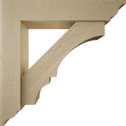 Ekena Millwork - BKTUR0554X28X28BOA01RCPR - Timberthane Faux Wood Balboa Style Bracket w/ Offset Brace, Traditional Ends, 5 1/2"W x 28"D x 28"H, Primed Tan