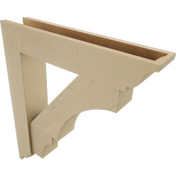Ekena Millwork - BKTUR0554X28X32BOA01RCPR - Timberthane Faux Wood Balboa Style Bracket w/ Offset Brace, Traditional Ends, 5 1/2"W x 28"D x 32"H, Primed Tan