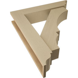 Ekena Millwork - BKTUR0554X28X32BOA01RCPR - Timberthane Faux Wood Balboa Style Bracket w/ Offset Brace, Traditional Ends, 5 1/2"W x 28"D x 32"H, Primed Tan