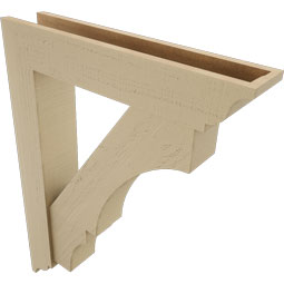 Ekena Millwork - BKTUR0554X28X36BOA01RCPR - Timberthane Faux Wood Balboa Style Bracket w/ Offset Brace, Traditional Ends, 5 1/2"W x 28"D x 36"H, Primed Tan