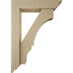 Ekena Millwork - BKTUR0554X28X40BOA01RCPR - Timberthane Faux Wood Balboa Style Bracket w/ Offset Brace, Traditional Ends, 5 1/2"W x 28"D x 40"H, Primed Tan