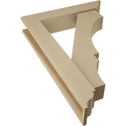 Ekena Millwork - BKTUR0554X28X40BOA01RCPR - Timberthane Faux Wood Balboa Style Bracket w/ Offset Brace, Traditional Ends, 5 1/2"W x 28"D x 40"H, Primed Tan