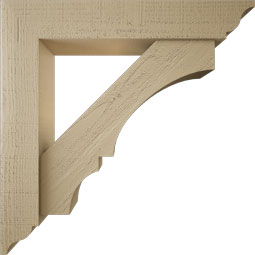 Ekena Millwork - BKTUR0554X30X30BOA01RCPR - Timberthane Faux Wood Balboa Style Bracket w/ Offset Brace, Traditional Ends, 5 1/2"W x 30"D x 30"H, Primed Tan