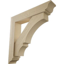 Ekena Millwork - BKTUR0554X30X30BOA01RCPR - Timberthane Faux Wood Balboa Style Bracket w/ Offset Brace, Traditional Ends, 5 1/2"W x 30"D x 30"H, Primed Tan