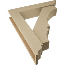 Ekena Millwork - BKTUR0554X30X34BOA01RCPR - Timberthane Faux Wood Balboa Style Bracket w/ Offset Brace, Traditional Ends, 5 1/2"W x 30"D x 34"H, Primed Tan