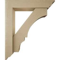Ekena Millwork - BKTUR0554X30X36BOA01RCPR - Timberthane Faux Wood Balboa Style Bracket w/ Offset Brace, Traditional Ends, 5 1/2"W x 30"D x 36"H, Primed Tan
