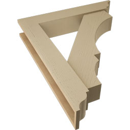 Ekena Millwork - BKTUR0554X30X36BOA01RCPR - Timberthane Faux Wood Balboa Style Bracket w/ Offset Brace, Traditional Ends, 5 1/2"W x 30"D x 36"H, Primed Tan