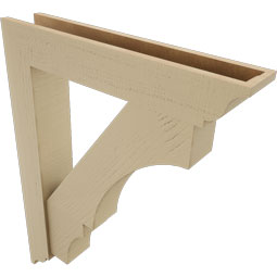Ekena Millwork - BKTUR0554X30X38BOA01RCPR - Timberthane Faux Wood Balboa Style Bracket w/ Offset Brace, Traditional Ends, 5 1/2"W x 30"D x 38"H, Primed Tan