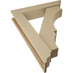 Ekena Millwork - BKTUR0554X30X38BOA01RCPR - Timberthane Faux Wood Balboa Style Bracket w/ Offset Brace, Traditional Ends, 5 1/2"W x 30"D x 38"H, Primed Tan