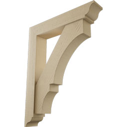 Ekena Millwork - BKTUR0554X30X38BOA01RCPR - Timberthane Faux Wood Balboa Style Bracket w/ Offset Brace, Traditional Ends, 5 1/2"W x 30"D x 38"H, Primed Tan