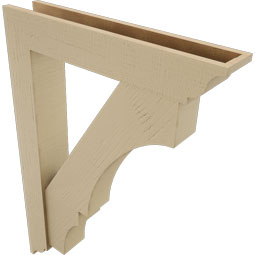 Ekena Millwork - BKTUR0554X30X42BOA01RCPR - Timberthane Faux Wood Balboa Style Bracket w/ Offset Brace, Traditional Ends, 5 1/2"W x 30"D x 42"H, Primed Tan
