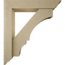 Ekena Millwork - BKTUR0554X32X36BOA01RCPR - Timberthane Faux Wood Balboa Style Bracket w/ Offset Brace, Traditional Ends, 5 1/2"W x 32"D x 36"H, Primed Tan