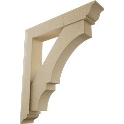 Ekena Millwork - BKTUR0554X32X36BOA01RCPR - Timberthane Faux Wood Balboa Style Bracket w/ Offset Brace, Traditional Ends, 5 1/2"W x 32"D x 36"H, Primed Tan
