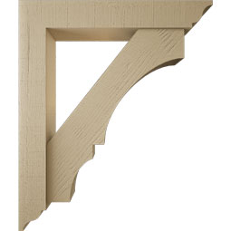 Ekena Millwork - BKTUR0554X32X38BOA01RCPR - Timberthane Faux Wood Balboa Style Bracket w/ Offset Brace, Traditional Ends, 5 1/2"W x 32"D x 38"H, Primed Tan