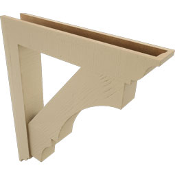 Ekena Millwork - BKTUR0554X32X38BOA01RCPR - Timberthane Faux Wood Balboa Style Bracket w/ Offset Brace, Traditional Ends, 5 1/2"W x 32"D x 38"H, Primed Tan