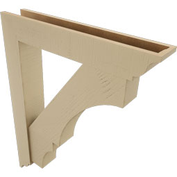 Ekena Millwork - BKTUR0554X32X40BOA01RCPR - Timberthane Faux Wood Balboa Style Bracket w/ Offset Brace, Traditional Ends, 5 1/2"W x 32"D x 40"H, Primed Tan