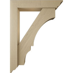 Ekena Millwork - BKTUR0554X32X44BOA01RCPR - Timberthane Faux Wood Balboa Style Bracket w/ Offset Brace, Traditional Ends, 5 1/2"W x 32"D x 44"H, Primed Tan