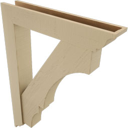 Ekena Millwork - BKTUR0554X32X44BOA01RCPR - Timberthane Faux Wood Balboa Style Bracket w/ Offset Brace, Traditional Ends, 5 1/2"W x 32"D x 44"H, Primed Tan