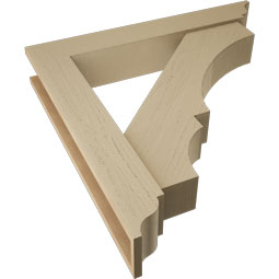 Ekena Millwork - BKTUR0554X34X34BOA01RCPR - Timberthane Faux Wood Balboa Style Bracket w/ Offset Brace, Traditional Ends, 5 1/2"W x 34"D x 34"H, Primed Tan