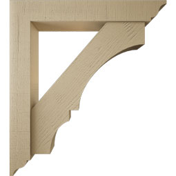 Ekena Millwork - BKTUR0554X34X38BOA01RCPR - Timberthane Faux Wood Balboa Style Bracket w/ Offset Brace, Traditional Ends, 5 1/2"W x 34"D x 38"H, Primed Tan