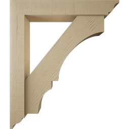 Ekena Millwork - BKTUR0554X34X40BOA01RCPR - Timberthane Faux Wood Balboa Style Bracket w/ Offset Brace, Traditional Ends, 5 1/2"W x 34"D x 40"H, Primed Tan