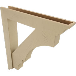 Ekena Millwork - BKTUR0554X34X40BOA01RCPR - Timberthane Faux Wood Balboa Style Bracket w/ Offset Brace, Traditional Ends, 5 1/2"W x 34"D x 40"H, Primed Tan