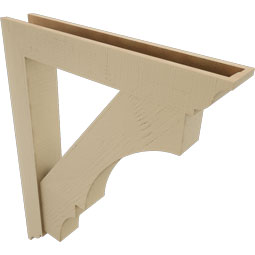 Ekena Millwork - BKTUR0554X34X42BOA01RCPR - Timberthane Faux Wood Balboa Style Bracket w/ Offset Brace, Traditional Ends, 5 1/2"W x 34"D x 42"H, Primed Tan