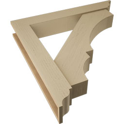 Ekena Millwork - BKTUR0554X36X36BOA01RCPR - Timberthane Faux Wood Balboa Style Bracket w/ Offset Brace, Traditional Ends, 5 1/2"W x 36"D x 36"H, Primed Tan
