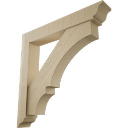 Ekena Millwork - BKTUR0554X36X36BOA01RCPR - Timberthane Faux Wood Balboa Style Bracket w/ Offset Brace, Traditional Ends, 5 1/2"W x 36"D x 36"H, Primed Tan