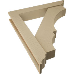 Ekena Millwork - BKTUR0554X36X40BOA01RCPR - Timberthane Faux Wood Balboa Style Bracket w/ Offset Brace, Traditional Ends, 5 1/2"W x 36"D x 40"H, Primed Tan