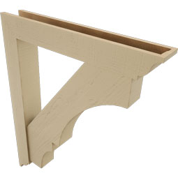 Ekena Millwork - BKTUR0554X36X44BOA01RCPR - Timberthane Faux Wood Balboa Style Bracket w/ Offset Brace, Traditional Ends, 5 1/2"W x 36"D x 44"H, Primed Tan