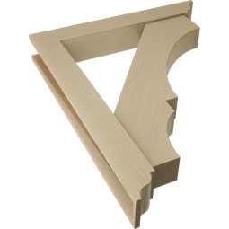 Ekena Millwork - BKTUR0554X36X44BOA01RCPR - Timberthane Faux Wood Balboa Style Bracket w/ Offset Brace, Traditional Ends, 5 1/2"W x 36"D x 44"H, Primed Tan