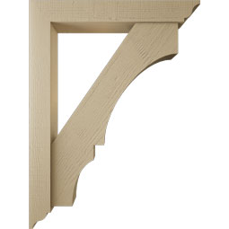 Ekena Millwork - BKTUR0554X36X48BOA01RCPR - Timberthane Faux Wood Balboa Style Bracket w/ Offset Brace, Traditional Ends, 5 1/2"W x 36"D x 48"H, Primed Tan