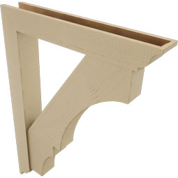 Ekena Millwork - BKTUR0554X36X48BOA01RCPR - Timberthane Faux Wood Balboa Style Bracket w/ Offset Brace, Traditional Ends, 5 1/2"W x 36"D x 48"H, Primed Tan