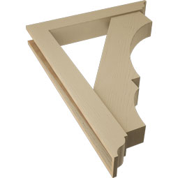 Ekena Millwork - BKTUR0554X36X48BOA01RCPR - Timberthane Faux Wood Balboa Style Bracket w/ Offset Brace, Traditional Ends, 5 1/2"W x 36"D x 48"H, Primed Tan