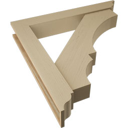 Ekena Millwork - BKTUR0554X38X38BOA01RCPR - Timberthane Faux Wood Balboa Style Bracket w/ Offset Brace, Traditional Ends, 5 1/2"W x 38"D x 38"H, Primed Tan