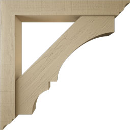 Ekena Millwork - BKTUR0554X40X40BOA01RCPR - Timberthane Faux Wood Balboa Style Bracket w/ Offset Brace, Traditional Ends, 5 1/2"W x 40"D x 40"H, Primed Tan