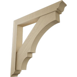 Ekena Millwork - BKTUR0554X40X40BOA01RCPR - Timberthane Faux Wood Balboa Style Bracket w/ Offset Brace, Traditional Ends, 5 1/2"W x 40"D x 40"H, Primed Tan