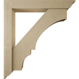 Ekena Millwork - BKTUR0554X40X44BOA01RCPR - Timberthane Faux Wood Balboa Style Bracket w/ Offset Brace, Traditional Ends, 5 1/2"W x 40"D x 44"H, Primed Tan