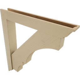 Ekena Millwork - BKTUR0554X40X44BOA01RCPR - Timberthane Faux Wood Balboa Style Bracket w/ Offset Brace, Traditional Ends, 5 1/2"W x 40"D x 44"H, Primed Tan