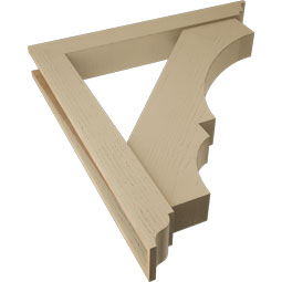 Ekena Millwork - BKTUR0554X40X44BOA01RCPR - Timberthane Faux Wood Balboa Style Bracket w/ Offset Brace, Traditional Ends, 5 1/2"W x 40"D x 44"H, Primed Tan