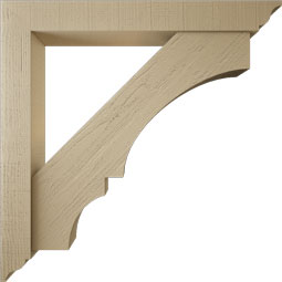 Ekena Millwork - BKTUR0554X42X42BOA01RCPR - Timberthane Faux Wood Balboa Style Bracket w/ Offset Brace, Traditional Ends, 5 1/2"W x 42"D x 42"H, Primed Tan