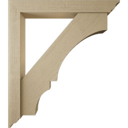 Ekena Millwork - BKTUR0554X42X48BOA01RCPR - Timberthane Faux Wood Balboa Style Bracket w/ Offset Brace, Traditional Ends, 5 1/2"W x 42"D x 48"H, Primed Tan