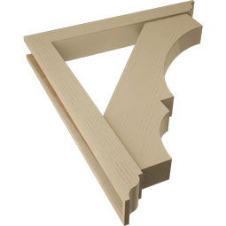 Ekena Millwork - BKTUR0554X42X48BOA01RCPR - Timberthane Faux Wood Balboa Style Bracket w/ Offset Brace, Traditional Ends, 5 1/2"W x 42"D x 48"H, Primed Tan