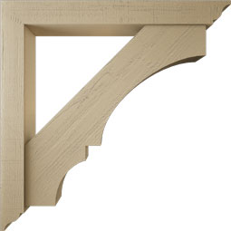 Ekena Millwork - BKTUR0554X44X44BOA01RCPR - Timberthane Faux Wood Balboa Style Bracket w/ Offset Brace, Traditional Ends, 5 1/2"W x 44"D x 44"H, Primed Tan
