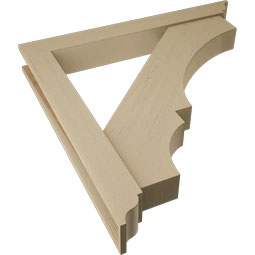 Ekena Millwork - BKTUR0554X44X44BOA01RCPR - Timberthane Faux Wood Balboa Style Bracket w/ Offset Brace, Traditional Ends, 5 1/2"W x 44"D x 44"H, Primed Tan