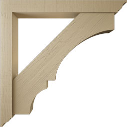 Ekena Millwork - BKTUR0554X48X48BOA01RCPR - Timberthane Faux Wood Balboa Style Bracket w/ Offset Brace, Traditional Ends, 5 1/2"W x 48"D x 48"H, Primed Tan