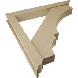 Ekena Millwork - BKTUR0554X48X48BOA01RCPR - Timberthane Faux Wood Balboa Style Bracket w/ Offset Brace, Traditional Ends, 5 1/2"W x 48"D x 48"H, Primed Tan